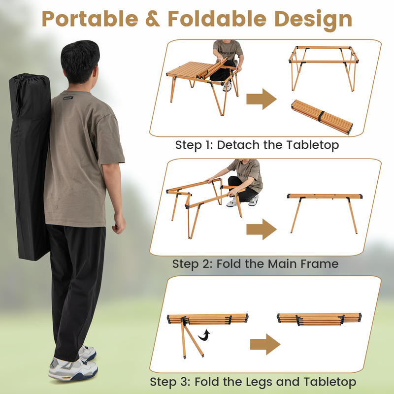 シングル折りたたみピクニックテーブル 93 x 70 cm  - Outdoor Camping Folding Table のレビューと価格