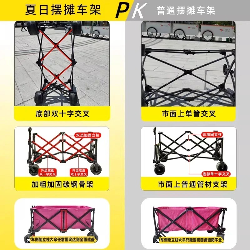 大型テーブルボード付き屋台トロリーは持ち上げて折りたたむこと - Outdoor Camping Folding Table のレビューと価格